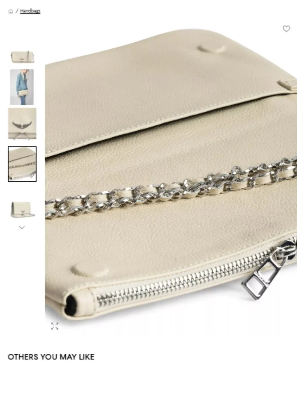 Zadig & Voltaire Rock Leather Shoulder Bag - Color Flash(Cream/Ivory) - Picture 4 of 16